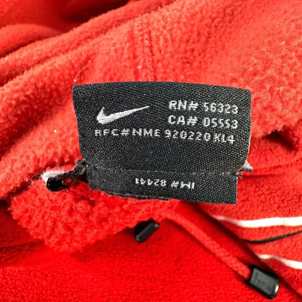 Vtg Nike Travis Scott Center Swoosh Spell Out Fleece Hoodie Sweatshirt Red Men L